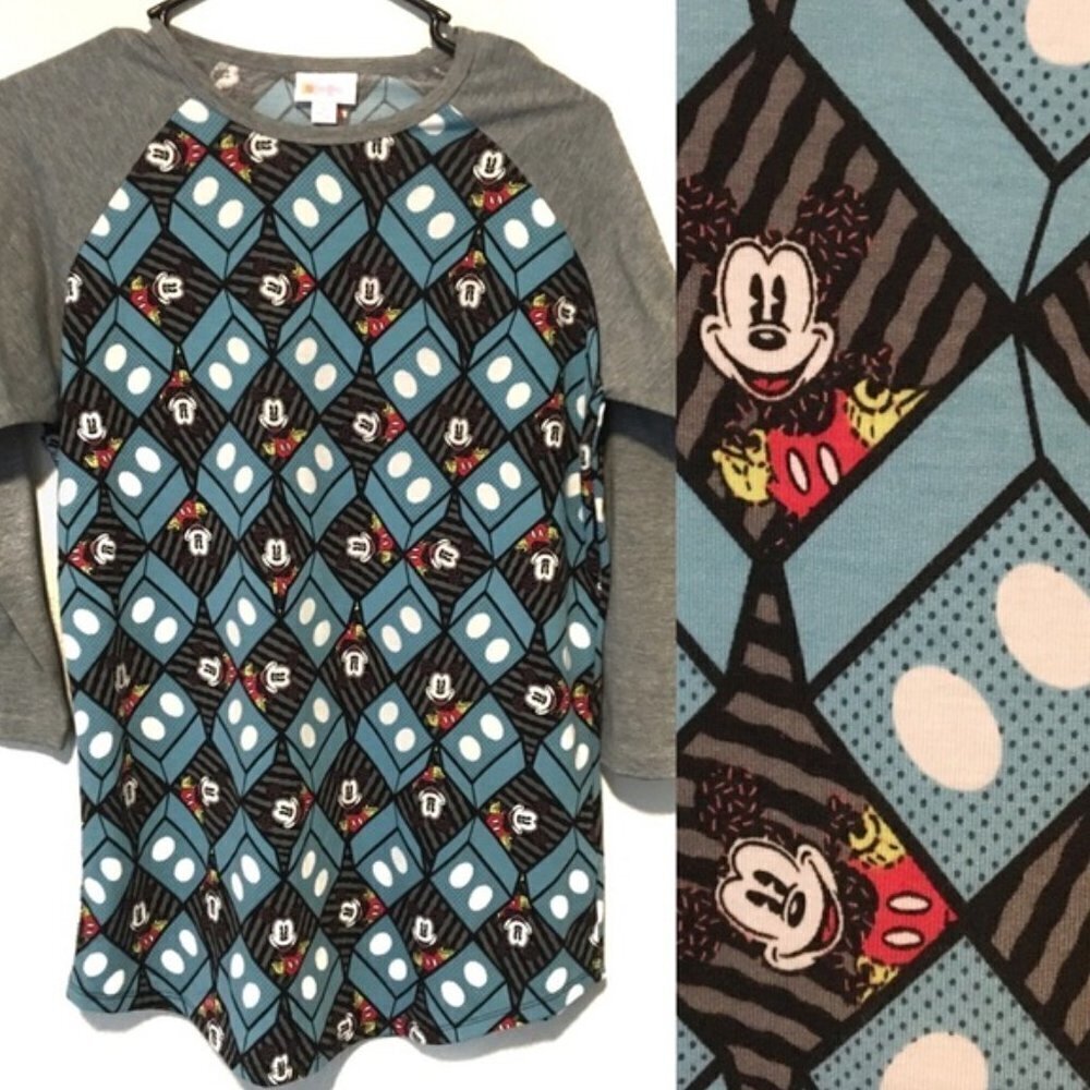 Mickey Mouse Disney Raglan‎ Baseball Tee Lightweight Casual 3/4 Sleeves S